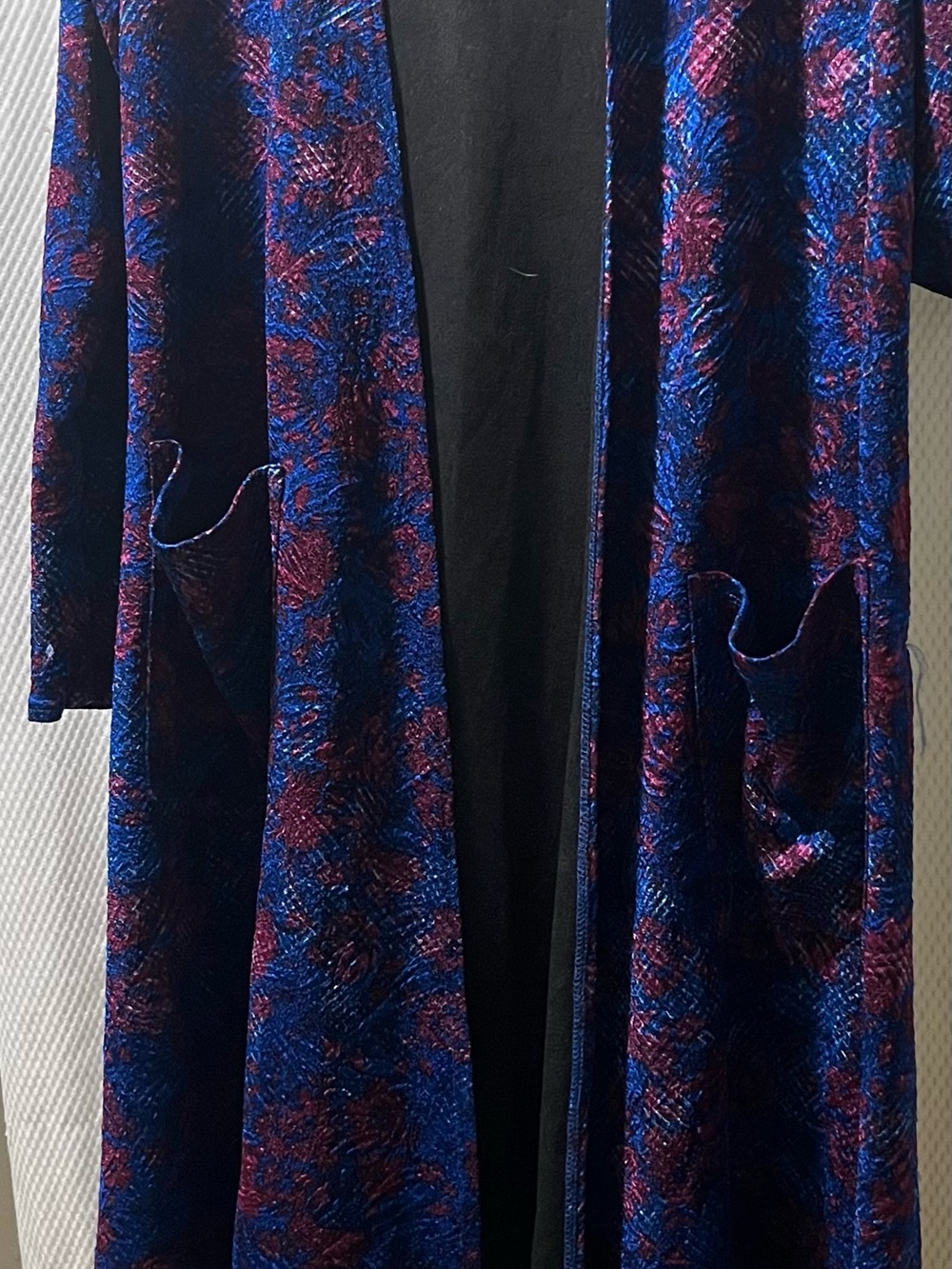Women's Blue & Purple Textured Open-Front Cardigan